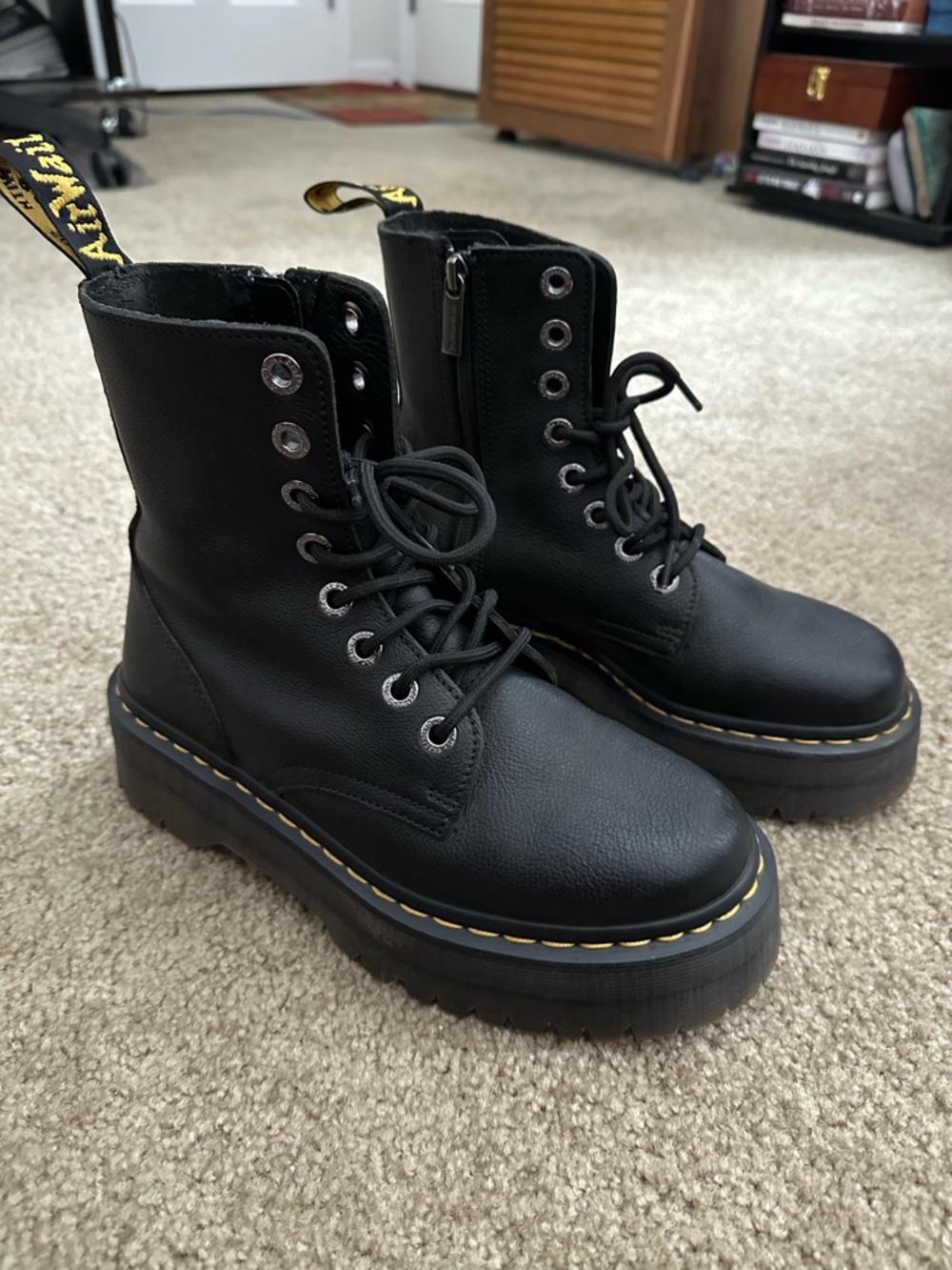 Dr. Martens Jadon III Pisa Leather Platform Boots Black Size US 8